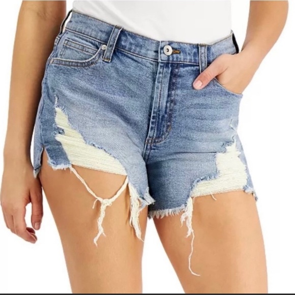 Kendall And Kylie Icon Shorts Denim Jeans Cutoffs Distressed NEW Size 25 - Picture 5 of 8
